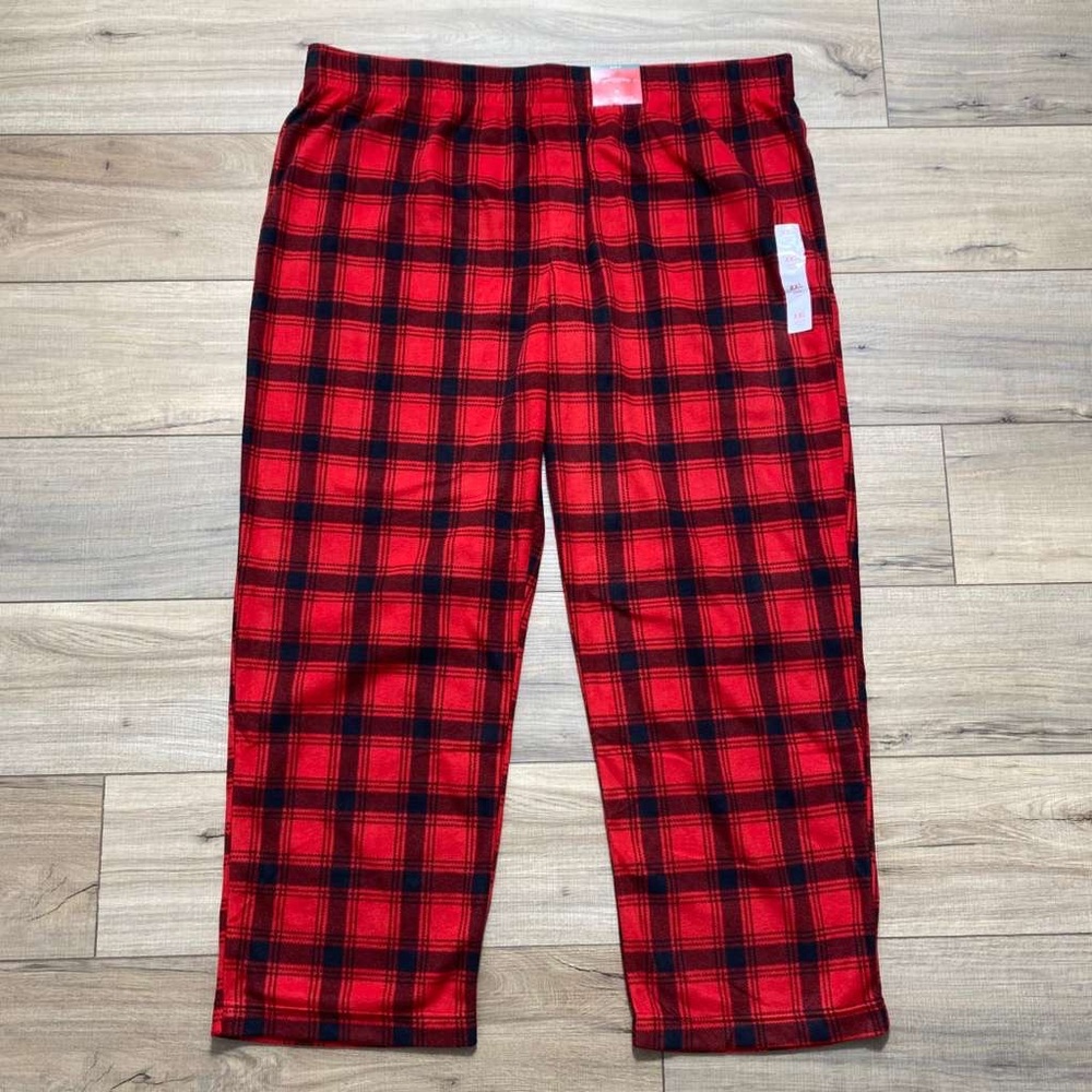 Wondershop Mens Plaid Fleece Pull On Pajama Pants Size XXL Red Black